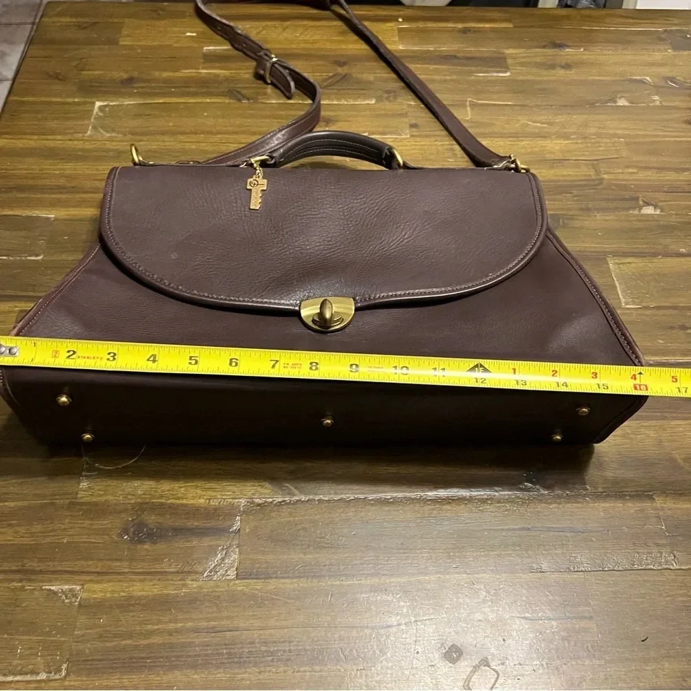 Jack Georges Brown Leather Turn Lock Briefcase Shoulder Bag Messenger